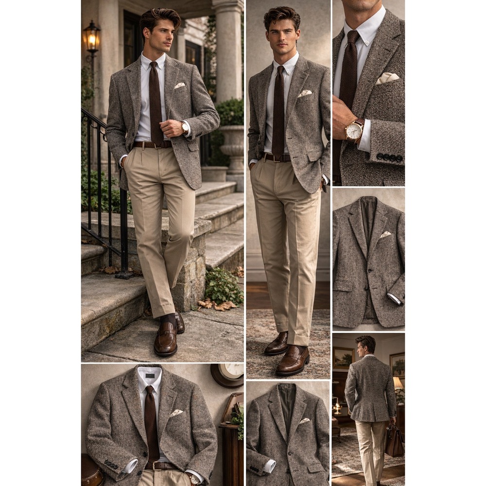 American Trend Blazer Mens 40 Brown‎ Flecked Retro Preppy Old Money Classic